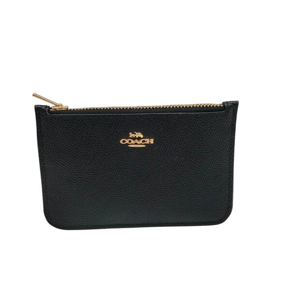 Coach Black Crossgrain Leather Zip Card Case - Picture 1 of 10